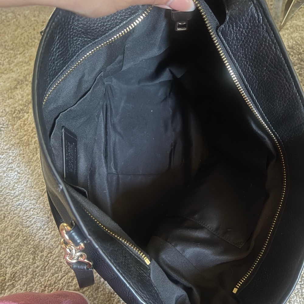 Black Coach Chain Leather Tote - Picture 2 of 6